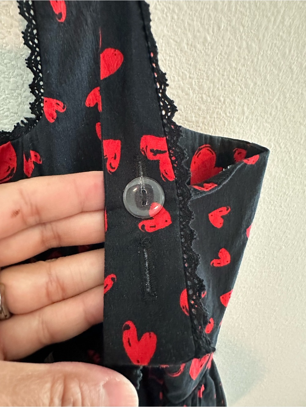 Black and Red Heart Print Square-Neck Midi Dress - Picture 10 of 11